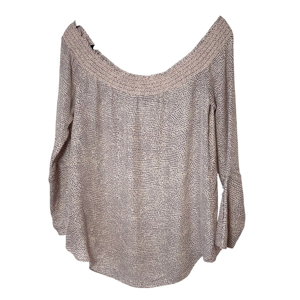 Derek Lam 10 Crosby Off Shoulder Top Beige Sz 6 Womens Silk Long Sleeve Relaxed‎